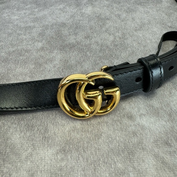 Gucci Double G Marmont Slim Black Leather Belt 409417 105/42 - Picture 5 of 12
